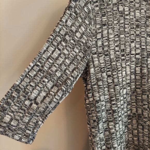 Polly Ester Mock Neck Ribbed Top Large Gray Grunge Y2K Elbow Sleeve Stretchy - Picture 2 of 6